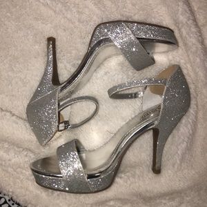 Sparkly silver prom heels
